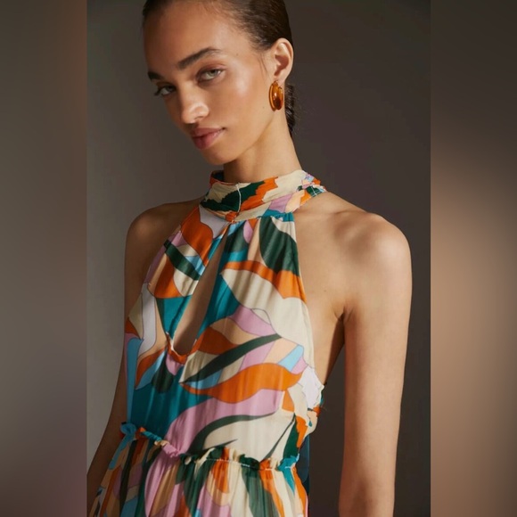 🪷Anthropologie Maeve Keyhole Halter Tiered Bohemian Maxi Dress, NWT✨ - Picture 4 of 5